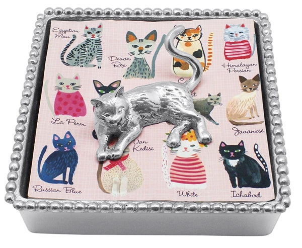 Cat Beaded Napkin Box