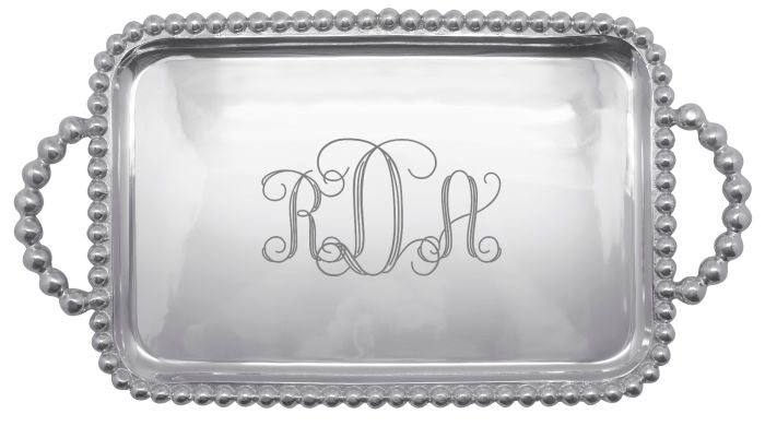 Monogrammed Pearled Medium Service Tray